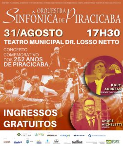 Orquestra Sinfônica de Piracicaba se apresenta no dia 31 de agosto
